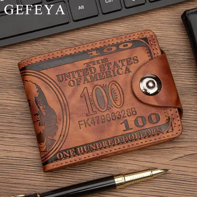 GEFEYA Kurze Herrenbrieftasche mit Dollar-Prägung und Magnetklappe