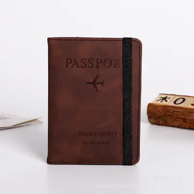PU deri kayış pasaport çantası RFID pasaport tutucu koruyucu kapak yurtdışı seyahat cüzdanı kart tutucu bilet tutucu yazdırılabilir logo - 10