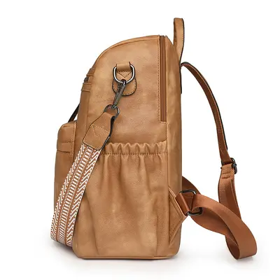 Women's Retro Multifunctional PU Backpack, Large Capacity - 4