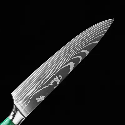 Şam desenli Japon santoku mutfak bıçak seti 3 parça - 4