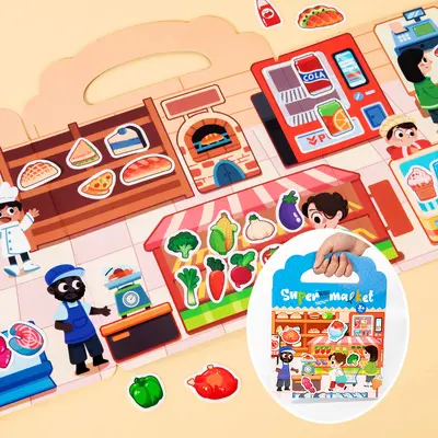 Çocuk sticker kitabı, sessiz kitap, yapışkanlı eğitici