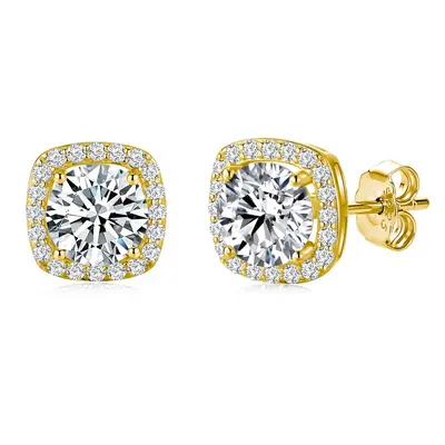 S925 Sterling Silver Moissanite Square Stud Earrings, Full Set