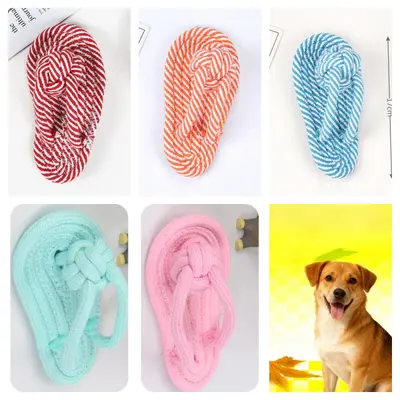 Pet pamuk halat terlik oyuncak köpek düğüm oyuncak şeker renk dokuma terlik eğitim köpek molar evcil hayvan oyuncak