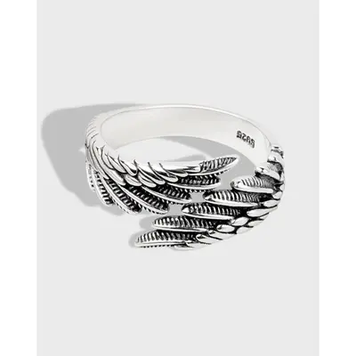 925 Silver Angel Wings Ring, Open Adjustable