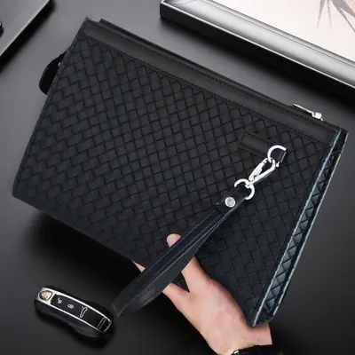 Men's Retro Plaid Clutch with Multiple Compartments for Phone and Documents - 7