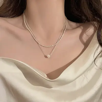 Doppellagige Perlenkette, Schlüsselbein-Kette
