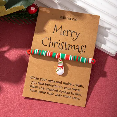 Noel temalı bilezik, kar tanesi ve Noel Baba alaşım kolye - 7