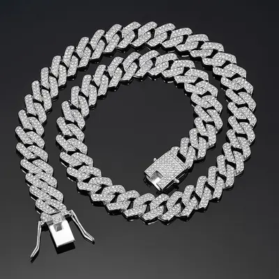 Europa und Amerika Hip-Hop 14MM vollständiger Diamant Raute Kuban Kette Herren Halskette grenzüberschreitend spezielle übertriebene Schlüsselbein Kette Nackenaccesoire - 10