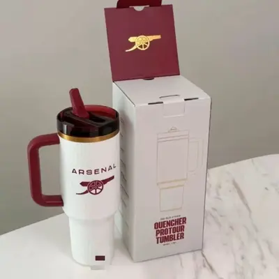 STANLEY x Arsenal Ortak Tasarım Termos Bardak Beyaz, 40 oz Büyük Hacim
