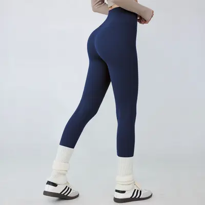Damen-Yogahose hohe Taille, 7/8-Länge, po-hebend - 7