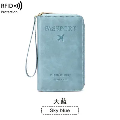 Длинный кошелек для паспорта с защитой RFID на молнии, сумка для билетов и документов - 12