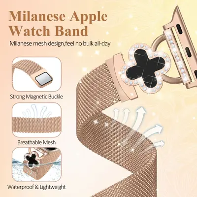 Apple metal full diamond bracelet strap compatible with Apple Watch 9/8/SE/7/6/5/4/3/2/1