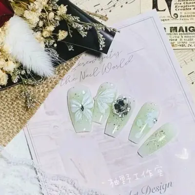 Handmade Short Press-On Nails, New Year Style