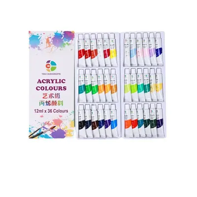 Akrilik boya toptan set 12 ml su geçirmez acemi çocuk boyama 12/18/24/36 renk yağlıboya