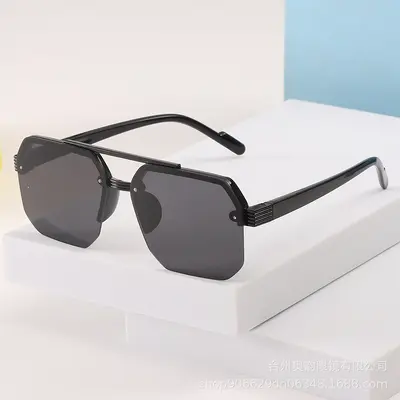 Kindersonnenbrille mit halbem Rahmen, Doppelsteg, UV-Schutz, für Jungen und Mädchen