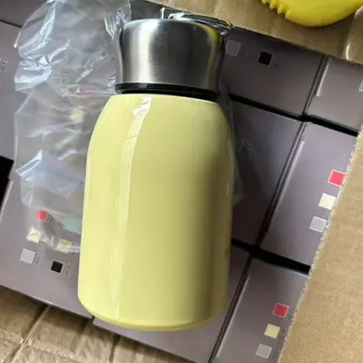 Mini Stainless Steel Thermos Cup 304 with Carry Ring, Portable Outdoor Water Bottle - 12