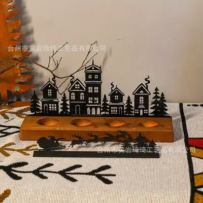 Ahşap Noel Ağacı Mum Standı, Masif Ahşap Tabanlı Noel Dekorasyonu