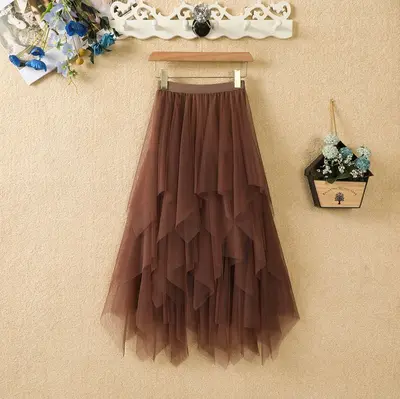 Women's High-Waisted Knit Irregular Fairy Skirt, Spring Style - 12