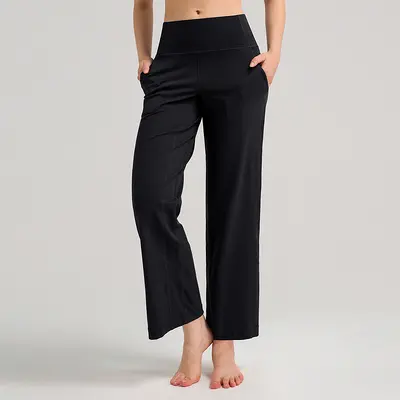 Damen Weitbein-Yogahose, hohe Taille, schnelltrocknend, 28" - 11