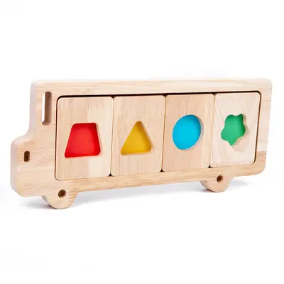 Wooden geometric shape puzzle for parent-child interactive learning