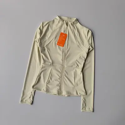Dik yakalı uzun kollu kadın yoga üstü, hızlı kuruyan ve slim fit - 7