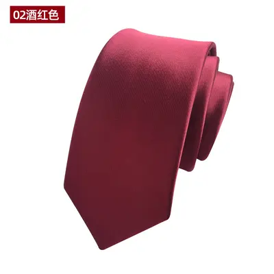 Men's Narrow Solid Color Tie, 6cm, Korean Style, Formal and Wedding - 8