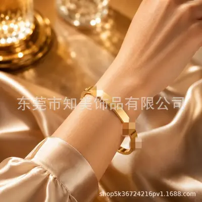 Grenzüberschreitender Bestseller Außenhandel Hot-Sale Douyin Influencer Live-Shopping Lagerbestand vollständig funkelndes Titanstahl-Armband für Damen farbbeständig Modeschmuck Großhandel - 7