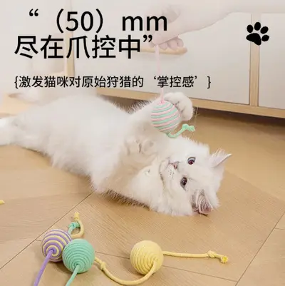 猫玩具球猫咪耐咬球自嗨解闷猫球逗猫棒耐抓耐咬磨牙幼猫玩具用品