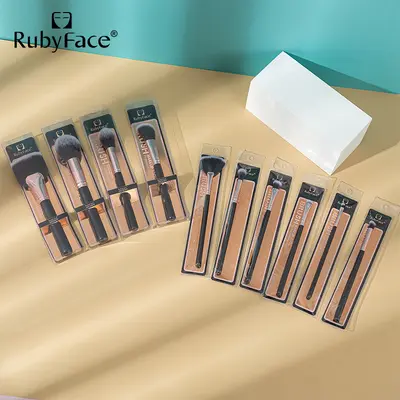 RUBYFACE spot tekli makyaj fırçası klasik siyah altın PET kutulu makyaj makyaj aleti makyaj seti fırçası