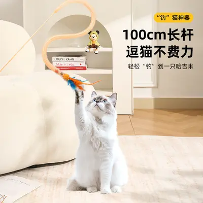 Snake-Shaped Elastic Net Tube with Feather Cat Teaser Wand, Interactive Cat Toy - 2