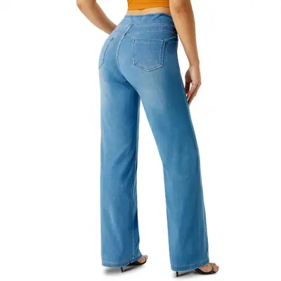 Women's Wide-Leg Jeans, Washed, Comfortable, Spring and Autumn
