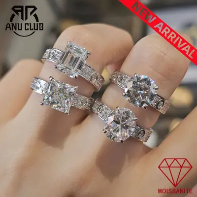 3 Carat Fancy-Cut D Color Moissanite Ring, Copper Gold-Plated Wide Band for Women