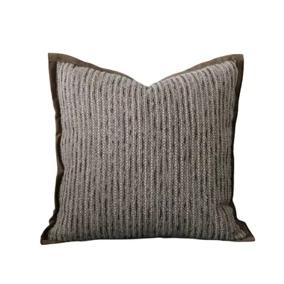 Braun Wabi-Sabi Stil einfach gestreift breiter Rand Lendenkissen Kissenbezug Wohnzimmer Sofa Kissen Modell Raum Kissen
