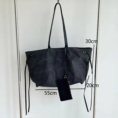 Women's Retro Canvas Tote Bag, Large Capacity Single-Shoulder Bag - 7