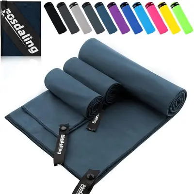 Schnelltrocknendes Sporthandtuch-Set, 3-teilig, groß und klein, doppelseitiges Fleece