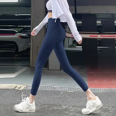 高腰提臀收腹弹力紧身打底裤外穿鲨鱼裤健身跑步运动裸感瑜伽长裤 - 8