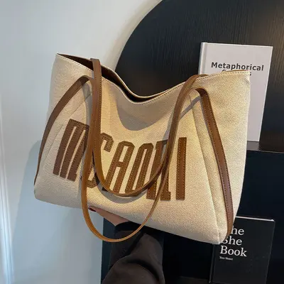 Women's Large Canvas Tote Bag, Single Shoulder Strap - 2
