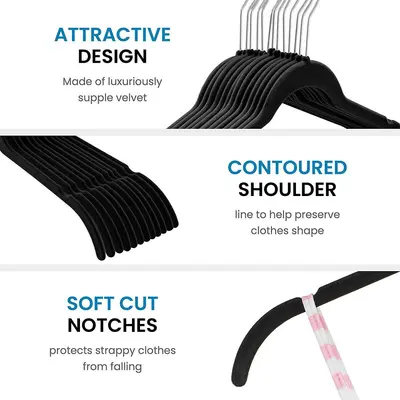 Amazon Women's Flocked Dress Hanger Non-Slip Seamless Plastic Dress Support Wardrobe Rotating Hanging Flocked Plastic Dress Hanger