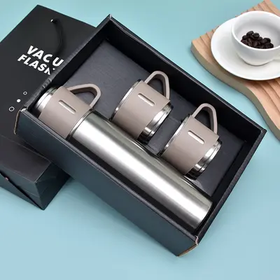 Three-Lid Stainless Steel Insulated Mug Gift Box Set - 10