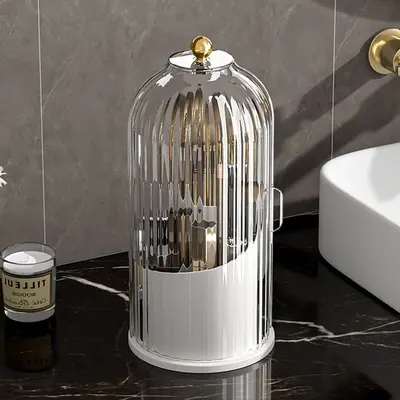 Drehbare Kosmetik-Aufbewahrungsbox, transparenter Schreibtisch-Organizer - 2