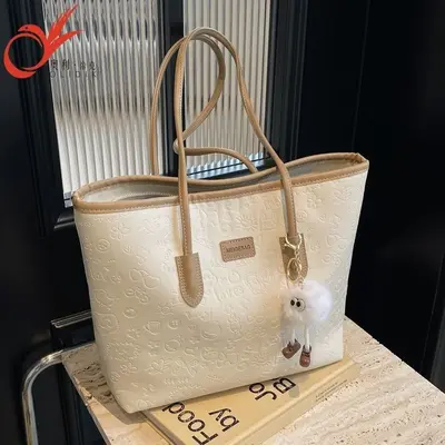 Fashion Trendy Mom Junior and Senior High School Tote Bag Large Capacity Women's Versatile Single Shoulder Bag Textured Commuting Hand-Carried Tote Bag