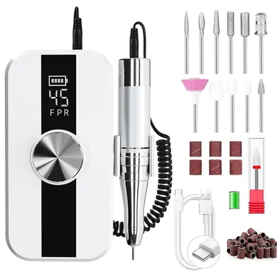 Nagelfeile-Set mit Nagelfräser, tragbar mit Akku, elektrischer Nagelschleifer, Nagelfräsgerät zum Entfernen und Bearbeiten von Nägeln