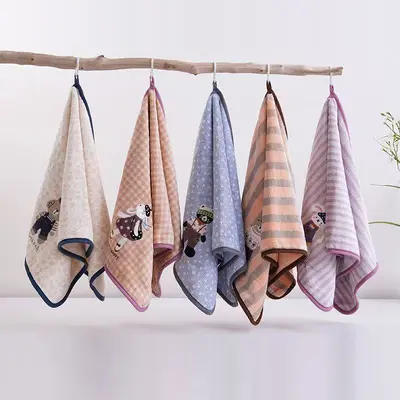 Animal Paradise Towel Set Cartoon Embroidered Coral Fleece Bath Towels Highly Absorbent Quick-Drying Shed-Resistant