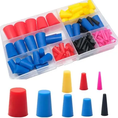 Silicone Plug Set, Conical, Colored, Hole Protection