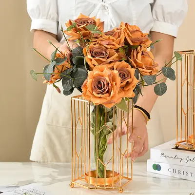 Skandinavische Glasvase aus Eisen, galvanisiert, erdlose Blumenarrangement