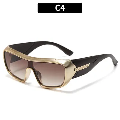 Oversize-Herrensonnenbrille mit einteiligen Gläsern im Retro-Stil und UV-Schutz - 9