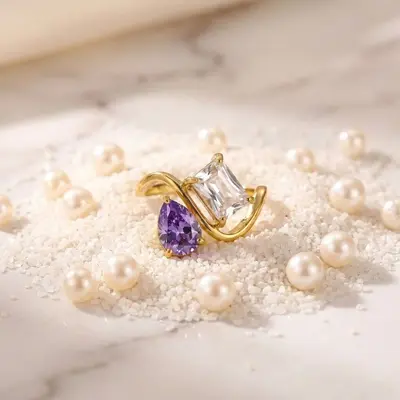 12 Birthstone Ring Replaceable Colored Gemstone Ring Luxury Titanium Steel Gold Plated Ring Women - 9