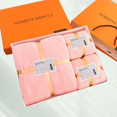 Coral fleece bath towel set, 3-piece, thickened, absorbent - 11