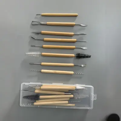 8-Piece Clay Sculpting and Pottery Carving Tool Set with Wooden Handles