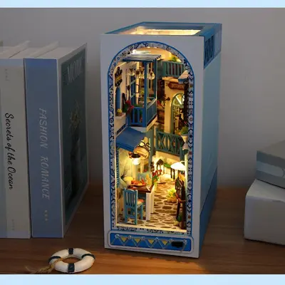 DIY minyatür kulübe kitap tutucu, 3D yapı seti - 6